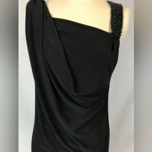 BISOU BISOU Michele Bohbot Black Embellished Cocktail Party Dress